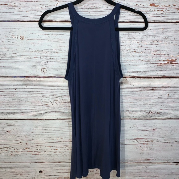Francescas Blue Rain Halter Midi Dress Navy Size M - Picture 2 of 8